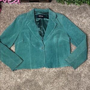 Metrostyle teal green leather jacket Sz 14/16